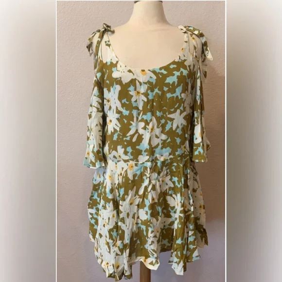 Free People FP One Lucina Floral Strappy Boho Mini Swing Dress sz S - Picture 3 of 6
